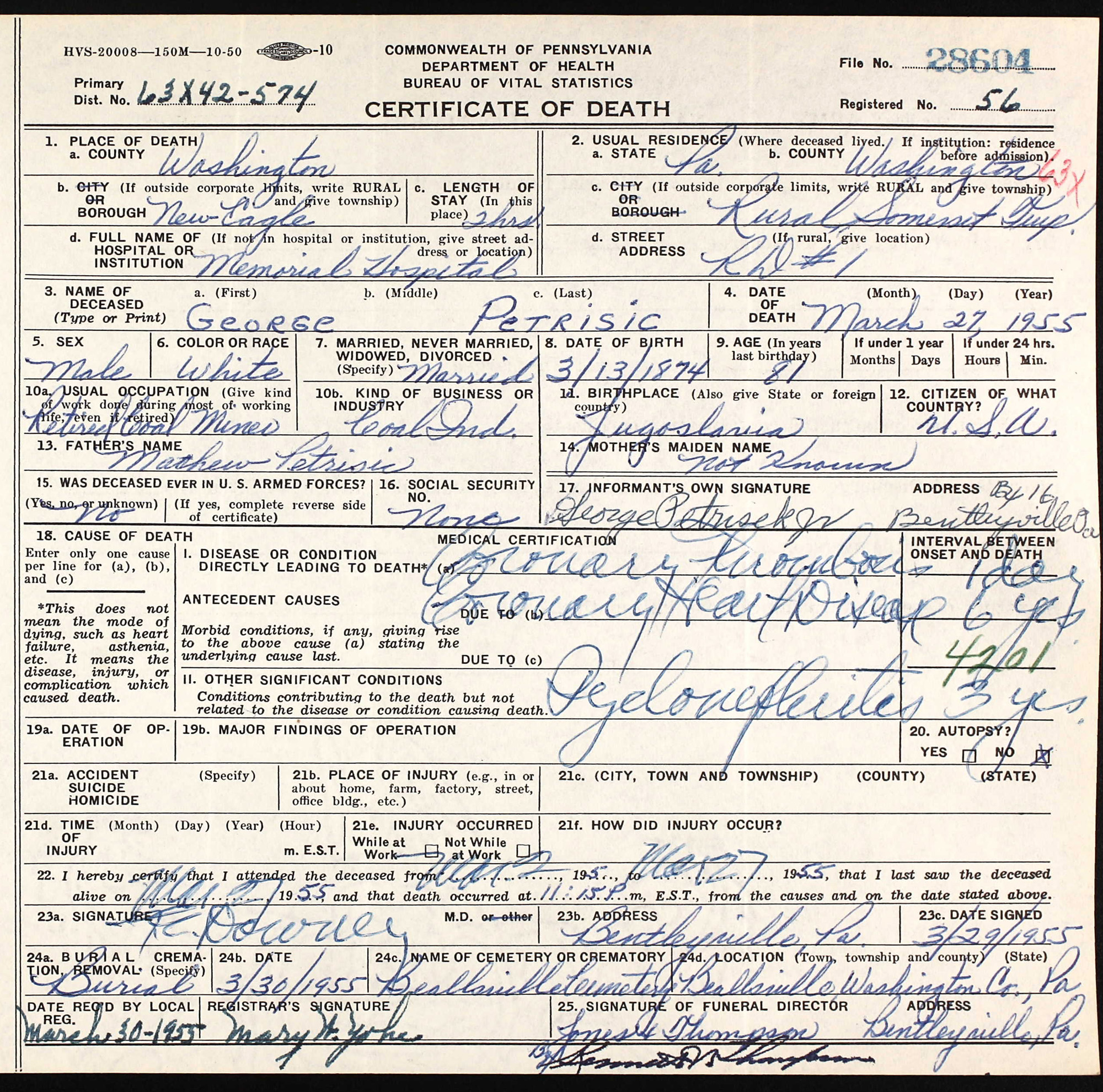 death certificate